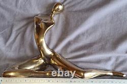 Golden bronze sculpture Stylized nude woman contemporary art Michel ILHAT 1999