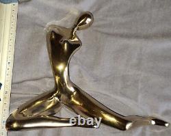 Golden bronze sculpture Stylized nude woman contemporary art Michel ILHAT 1999