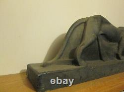 Gracious And Nervous Black Panther Sculpture Art Deco 1930 Ceramic No Bronze