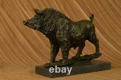 Grand Barye Sauvage Sanglier Pig Art Deco Sculpture Marble Statue Basework
