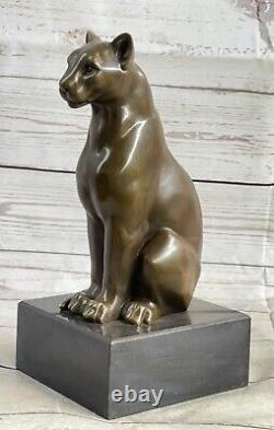 Grand Bronze Sculpture Lion Panther Tiger Puma Cougar African Big Cat Art