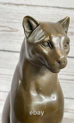 Grand Bronze Sculpture Lion Panther Tiger Puma Cougar African Big Cat Art