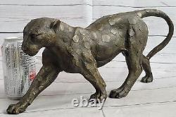 Grand Bugatti Sleek Jaguar Puma Leopard Bronze Art Deco Figurine Sculpture Decor