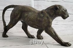 Grand Bugatti Sleek Jaguar Puma Leopard Bronze Art Deco Figurine Sculpture Decor