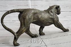 Grand Bugatti Sleek Jaguar Puma Leopard Bronze Art Deco Figurine Sculpture Decor