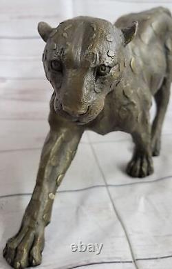 Grand Bugatti Sleek Jaguar Puma Leopard Bronze Art Deco Figurine Sculpture Decor