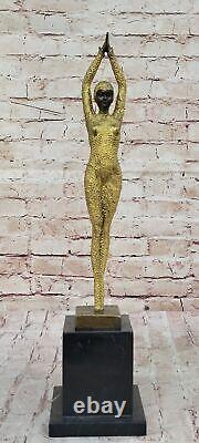 Grand Dimitri Chiparus Art Deco Dancer Bronze Sculpture Marble Base