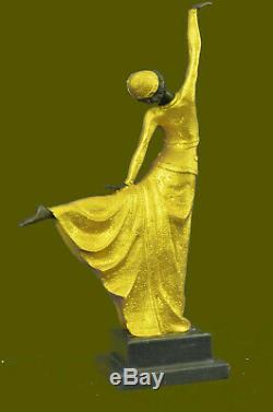 Grand Dimitri Chiparus Dancer Art Deco Bronze Base Marble Sculpture Figurine