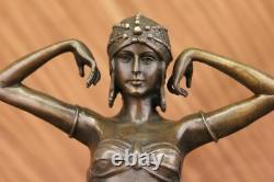 Grand Dimitri Chiparus Dancer Art Deco Bronze Sculpture Marble Base Figure