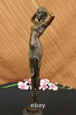 Grand Dimitri Chiparus Dancer Art Deco Bronze Sculpture Marble Base Figure