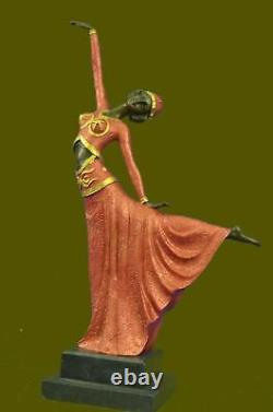 Grand Dimitri Chiparus Dancer Art Deco Bronze Sculpture Marble Base Figurine LR