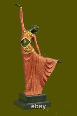 Grand Dimitri Chiparus Dancer Art Deco Bronze Sculpture Marble Base Figurine LR
