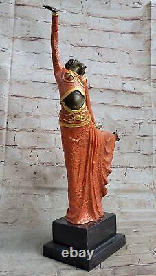 Great Dimitri Chiparus Art Deco Dancer Bronze Sculpture Marble Base LR