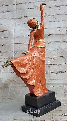 Great Dimitri Chiparus Art Deco Dancer Bronze Sculpture Marble Base LR