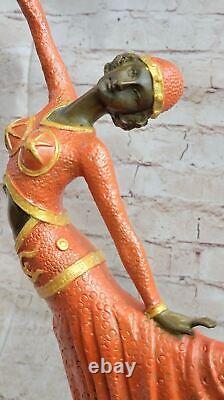 Great Dimitri Chiparus Art Deco Dancer Bronze Sculpture Marble Base LR