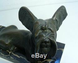 Great Dog Schnauzer Art Deco Bronze Signed De Roche