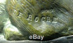 Great Dog Schnauzer Art Deco Bronze Signed De Roche