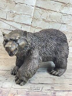 Great Hungry Mother Bear Bronze Art Deco Sculpture Decor Cast Figurine Gift