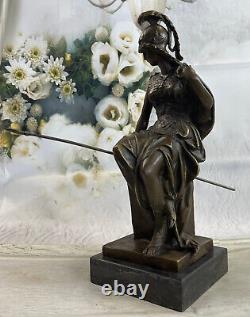 Greek Bronze Marble Art Goddess Wisdom Athena War God Statue Sculpture