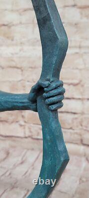 Green American Indian Eagle Chief Bust Sculpture in Bronze and Marble