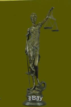 Handmade Lady Justice Blind Bronze Art Sculpture Figurine Statue 39