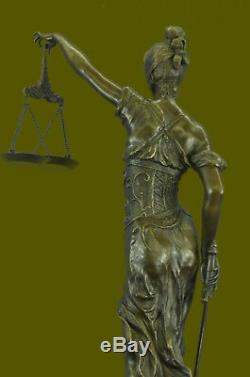 Handmade Lady Justice Blind Bronze Art Sculpture Figurine Statue 39