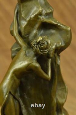 Handmade Moreau Enchanter Beauty Bronze Sculpture Art Warm Marble Casting