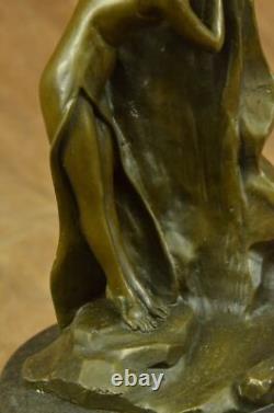 Handmade Moreau Enchanter Beauty Bronze Sculpture Art Warm Marble Casting