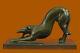 Handmade Signed Greyhound Racing Dog Bronze Sculpture Figurine Art Deco