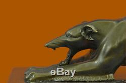 Handmade Signed Greyhound Racing Dog Bronze Sculpture Figurine Art Deco