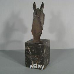 Head Of Horse Paperweight Sculpture Ancient Art Deco Bronze Signed Le Verrier