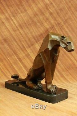 Henry Moore Modern Art Abstract Cougar Panther Jaguar Lion Bronze Sculpture