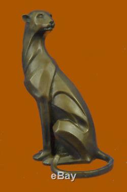 Henry Moore Modern Art Abstract Panther Jaguar Cougar Lion Bronze Sculpture
