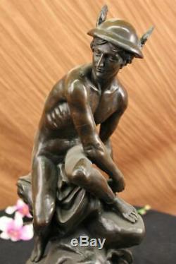 Hermes Mercury Roman Messenger God Statue Bronze Sculpture Cast Iron Art Deco