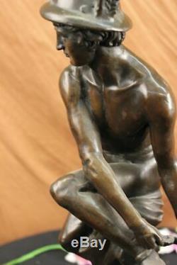Hermes Mercury Roman Messenger God Statue Bronze Sculpture Cast Iron Art Deco