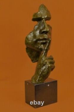 Human Face Sculpture Statue Bronze Dali Silence Cast Iron Art Deco Balance