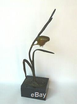 Important Bronze Irenee Rochard Sparrow On A Branch Sculpture Twentieth Art Deco