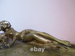 Important Gilded Bronze Signed Maxime. Naked Young Woman. Art-nouveau / Art Deco