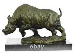 Incredibly Detail Rhinoceros Bronze Black Rhinoceros Art Fauna Sculpture