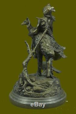 Indian American Art Leader Warrior Bronze Marble Statue Sculpture Figurine