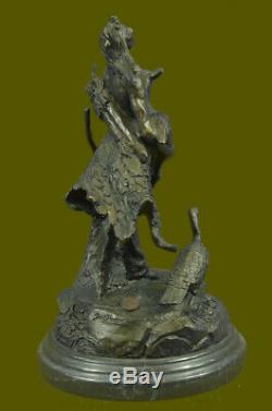 Indian American Art Leader Warrior Bronze Marble Statue Sculpture Figurine