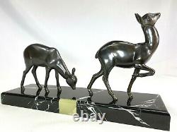 Irenee Rochard (1906-1984) Sculpture Art Deco Biches Art Fonte D'bronze Patina