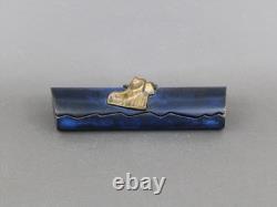 JEAN PIERRE BALDINI bronze box, Vintage 1990s, Blue & gold sculpture, French art