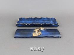 JEAN PIERRE BALDINI bronze box, Vintage 1990s, Blue & gold sculpture, French art