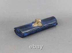 JEAN PIERRE BALDINI bronze box, Vintage 1990s, Blue & gold sculpture, French art