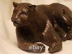 Jaguar sculpture bronze art signed LE CANN, numbered