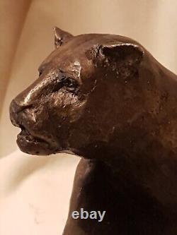 Jaguar sculpture bronze art signed LE CANN, numbered