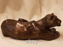 Jaguar sculpture bronze art signed LE CANN, numbered