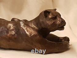 Jaguar sculpture bronze art signed LE CANN, numbered