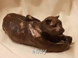 Jaguar sculpture bronze art signed LE CANN, numbered